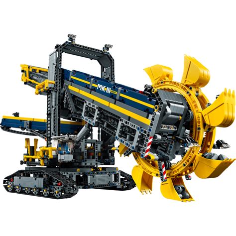 Lego wheel bucket excavator - Experience the Huge Bucket Wheel Excavator! LEGO Technic Bucket Wheel Excavator is the largest LEGO Technic set to date and a perfect gift for those who love a building challenge. This 2-in-1 model faithfully re-creates a real-life mining excavator with a dark blue and yellow color scheme, hand-railed walkways, huge tracks, and a detailed cab.